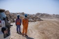 Workers in quarry mining area