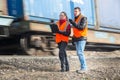 Workers at a railway