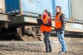 Workers at a railway