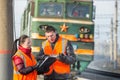 Workers at a railway