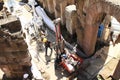 Workers reconstructing technical background of Colosseum Royalty Free Stock Photo