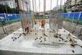 Workers on the Reinforced concrete pile caps