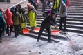 Workers remove snow Royalty Free Stock Photo