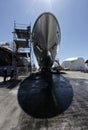 Workers repairing a boat.