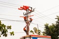 Workers repairing an electric tower