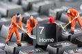 Workers repairing keyboard Royalty Free Stock Photo