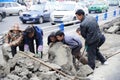 Workers are repairing road Royalty Free Stock Photo