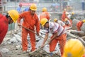 Workers are repairing road