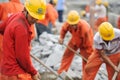 Workers are repairing road