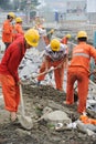 Workers are repairing road Royalty Free Stock Photo