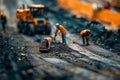 Workers repairing a road with heavy machines Royalty Free Stock Photo