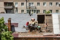 Workers repairing roof Royalty Free Stock Photo