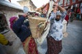 Workers repairing of Stupa Boudhanath, Dec 3, 2013 in Kathmandu, Nepal. Stupa is one of the largest in the world