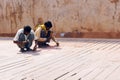 Workers on a road construction, industry