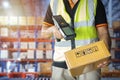 Workers Scanning Bar Code Scanner on Packaging Boxes. Shipping Storehouse. Storage Warehouse. Shipment Boxes. Computer Scanner