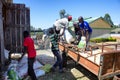 Workers shelling maize in Western Kenya