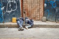 Workers sleeping on a construction site