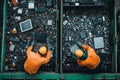 Workers sorting e-waste Royalty Free Stock Photo