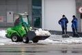 Kharkiv, Ukraine - December 12, 2018: workers and special equipment remove snow Royalty Free Stock Photo