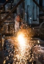 The workers in the steel mill are burnishing the steel Royalty Free Stock Photo