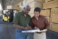 Workers Stocktaking In Timber Factory Royalty Free Stock Photo