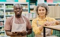 Workers of supermarket working in team Royalty Free Stock Photo