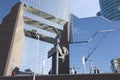 Workers take a break on balcony of rabobank head office in dutch