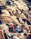 Workers in the tanneries of Marrakesh