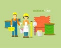 Workers Team People Group Flat Style Royalty Free Stock Photo