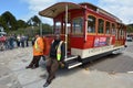 Workers turning cable car at the Fisherman's Wharf waterfront