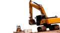 Backhoe at a construction site with white background Royalty Free Stock Photo