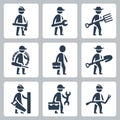 Workers icons: builder, machinist, farmer, electrician, businessman, carpenter