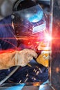Workers welding construction by MIG welding Royalty Free Stock Photo