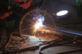 Workers welding operation Royalty Free Stock Photo