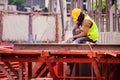 Workers are welding steel. construction workers working Royalty Free Stock Photo