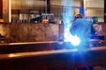 Workers at work, ongoing welding operation Royalty Free Stock Photo