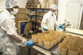 Workers work in the production line of an industry of bread, cakes and panettones in Sao Paulo