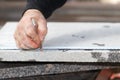 Workers are working, cutting marble cutter Royalty Free Stock Photo