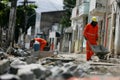 Workers working on public road