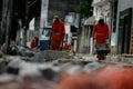 Workers working on public road