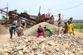 The workers are working in the stone crusher factory Royalty Free Stock Photo
