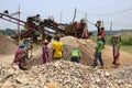 The workers are working in the stone crusher factory Royalty Free Stock Photo