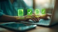 Workflow approval document checklist online digital technology business computer office laptop internet interface icon screen Royalty Free Stock Photo