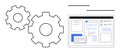 Workflow Automation Concept with Gears and Digital Interface for Task Management Royalty Free Stock Photo