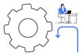 Workflow Automation Concept with Gear Symbol and Person Working on Laptop Royalty Free Stock Photo