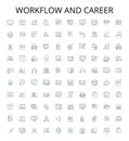 Workflow and career outline icons collection. career, workflow, jobs, skills, success, progression, pathways vector