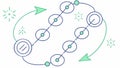 Workflow Chain of Connected Nodes, Process Flow, Dynamic System, vector design Generative AI Royalty Free Stock Photo