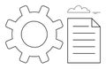 Gear and Document Outline with Cloud Element Workflow and Data Management Concept Royalty Free Stock Photo