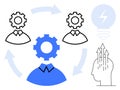 Workflow and Idea Development Concept with Teamwork, Collaboration, and Innovation Symbols Royalty Free Stock Photo