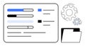 Workflow Dashboard with Progress Bars, Gear Icons, and File Folder Business Optimization Royalty Free Stock Photo